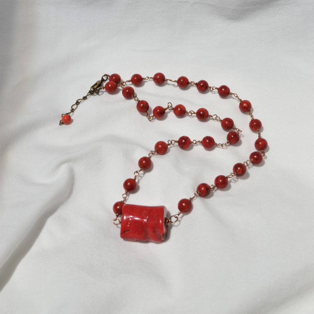 珊瑚の化石　ネックレス　-106-