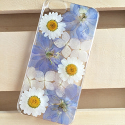 summerblue デルフィニウムの押し花ケース iPhone スマホ 4枚目の画像