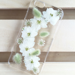 Whiterabbit 千鳥草とラグラス 押し花iPhoneケース 4枚目の画像