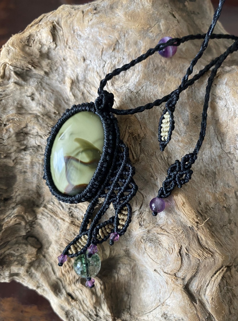 インペリアルジャスパー ペンダントマクラメネックレス  01  天然石