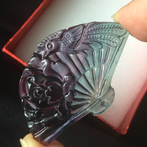 ◇No.72天然石フローライト&マザーオブパールトリプレットカービング