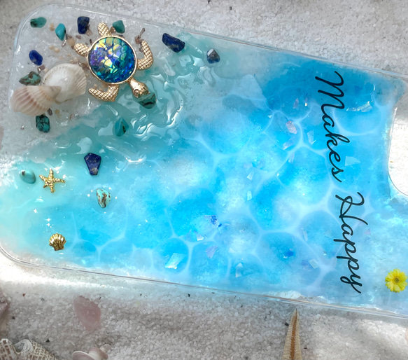 海からの贈り物 海携帯カバー プライベートビーチ iPhoneケース全対応 幸運を運んで来るホヌ海の守り神様付き☆ 7枚目の画像