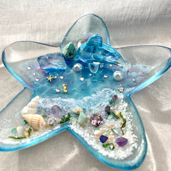 海 ヒトデ ガラスアクセサリートレイ イルカ ジュエリーケース