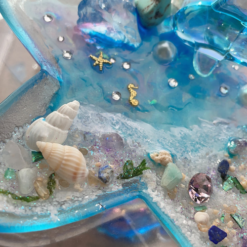 海 ヒトデ ガラスアクセサリートレイ イルカ ジュエリーケース