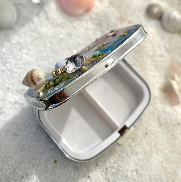 海アクセサリーケース 選Swarovski 自分だけの海 プライベートbeach ピルケース 幸せの海の守り神ホヌ 4枚目の画像