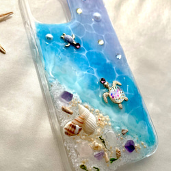 iPhoneクリアケース 海からのプレゼントスマホカバー 幸運を呼ぶオルゴナイトiPhone14シリーズ全対応 光る砂浜 13枚目の画像