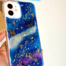 宇宙 猫 にゃん SWAROVSKI天の川 iPhoneケース 全対応 iPhone11 proなど 幸運のオルゴナイト 6枚目の画像