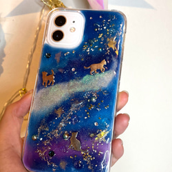 宇宙 猫 にゃん SWAROVSKI天の川 iPhoneケース 全対応 iPhone11 proなど 幸運のオルゴナイト 9枚目の画像