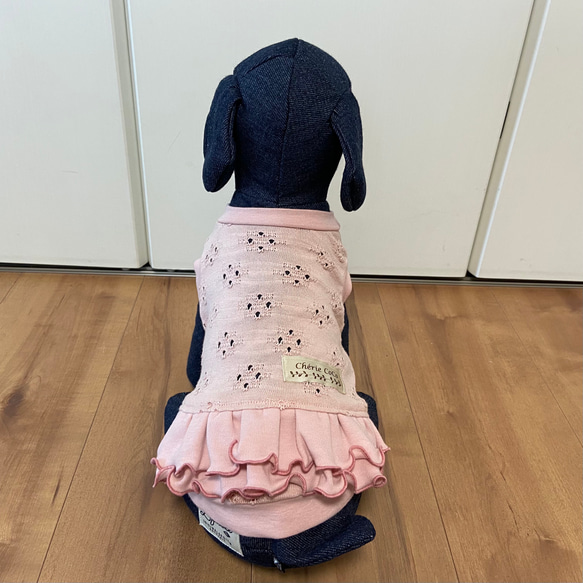 犬服　オーダー　『レースフリルタンクトップ　ラベンダー/ピンク』わんこ服　春夏　かわいい　レース　ナチュラル 4枚目の画像