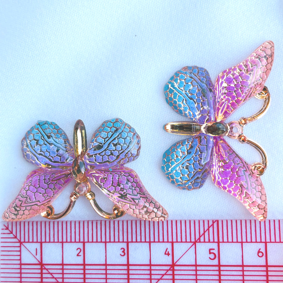 蝶　バタフライ　カボション　ピンク 2枚目の画像