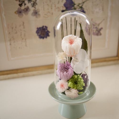 ガラスドーム仏花（胡蝶蘭） プリザーブドフラワー FLOWER