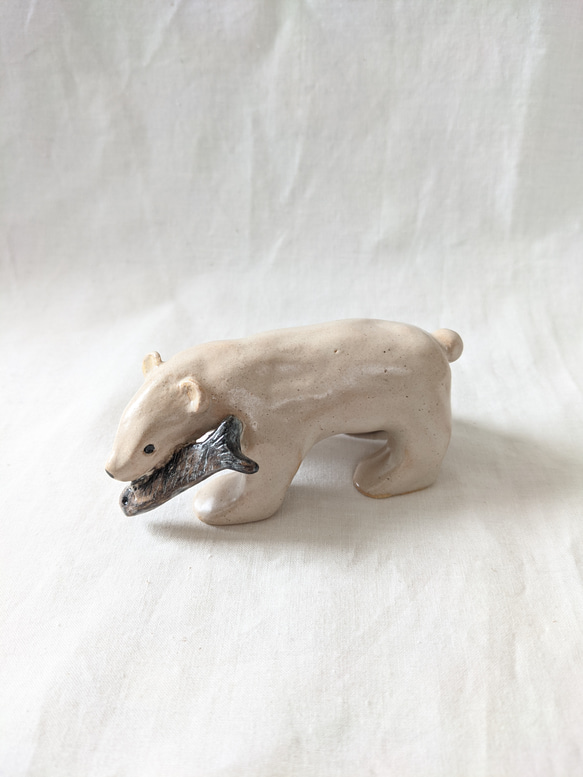 陶器のクマ　ベージュ 1枚目の画像
