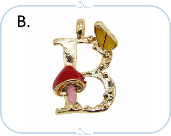E260【B】アルファベット チャーム ゴールド ハンドメイド 材料 アクセサリー レジン パーツ イニシャル 1枚目の画像