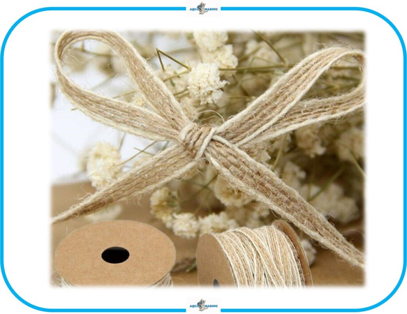 IMR33 麻 リボン ひも ナチュラル 長さ約10m 黄麻布 りぼん 手芸材料