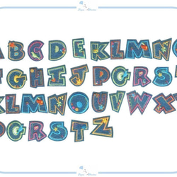 ES15【 O 】アップリケ 刺繍 デニム アルファベット イニシャル ハンドメイド デザイン 名前 denim 2枚目の画像