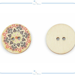 EB23-3 ウッドボタン【 25mm 】 ミックス 10個セット 模様 デザイン エスニック  ハンドメイド 木製 3枚目の画像