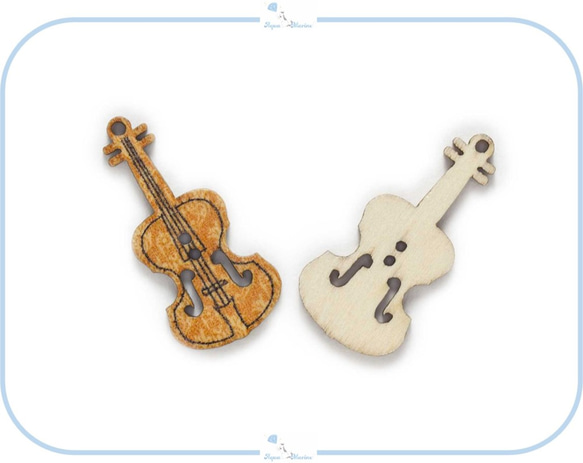 EB25 ウッドボタン バイオリン カラフル ミックス 10個セット 模様 デザイン 音楽 楽器 木製 ぼたん 3枚目の画像