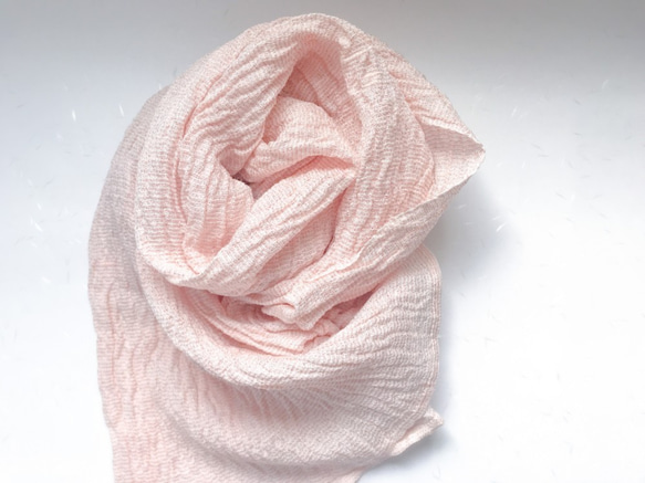 silk100%：京都丹後の織りストール：ピンク 1枚目の画像