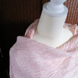silk100%：京都丹後の織りストール：ピンク 4枚目の画像