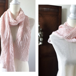 silk100%：京都丹後の織りストール：ピンク 6枚目の画像