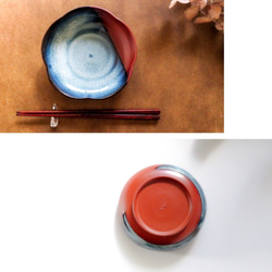 ：無名異焼の小鉢：梅・ブルー 3枚目の画像