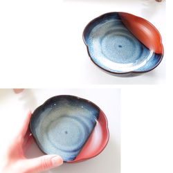 ：無名異焼の小鉢：梅・ブルー 4枚目の画像
