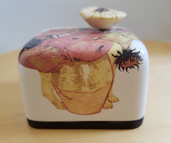 陶器製 オルゴール ゴッホ ひまわり ねこちゃん 3枚目の画像