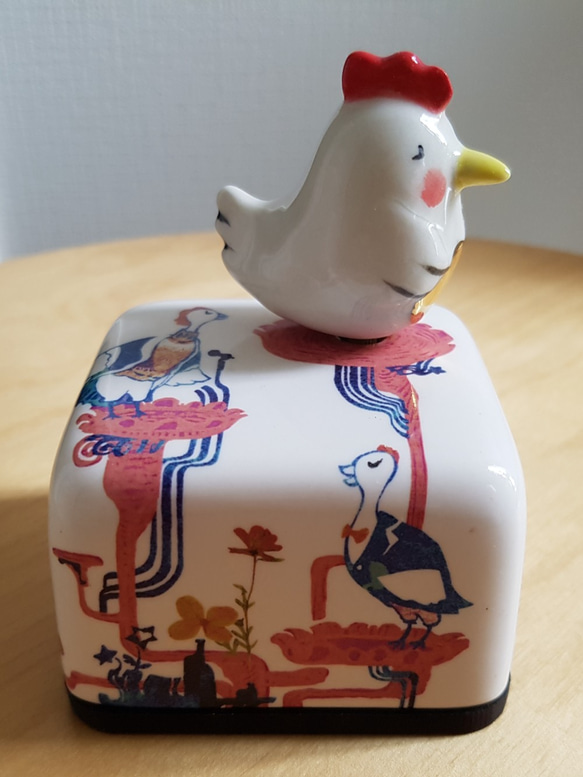 陶器製 オルゴール 鳥 ミュージック ギター演奏 立体・オブジェ MOON