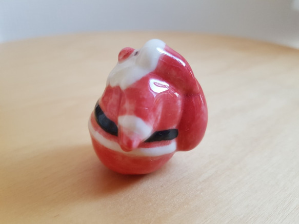 陶器製 デコレーション 置き物   真っ赤なお鼻のchubby サンタクロース 2枚目の画像