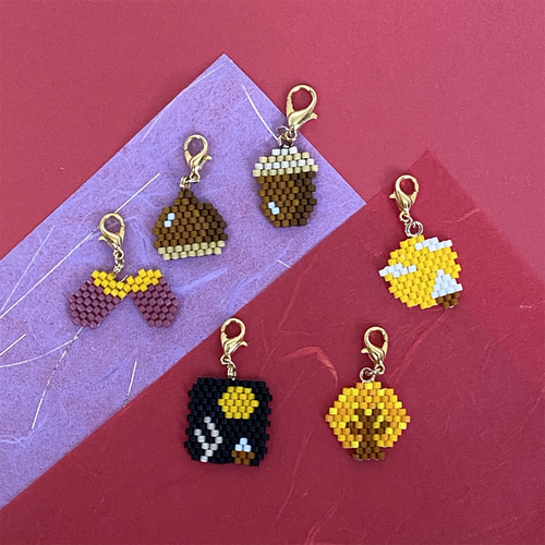 秋のマスクチャーム ビーズで作った小さなアクセサリー その他 