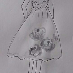 オーダーメイドふわふわドレス 墨絵風薔薇 4枚目の画像
