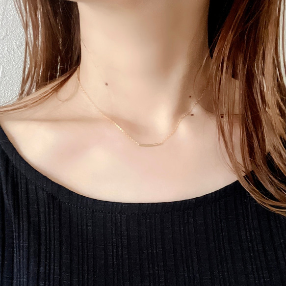 14kgfゴールドラインネックレス【short tube】チューブネックレス 5枚目の画像