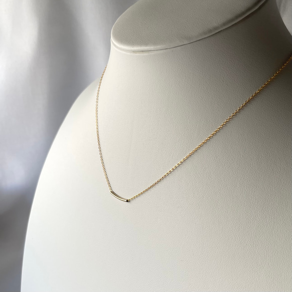 14kgfゴールドラインネックレス【short tube】チューブネックレス 2枚目の画像