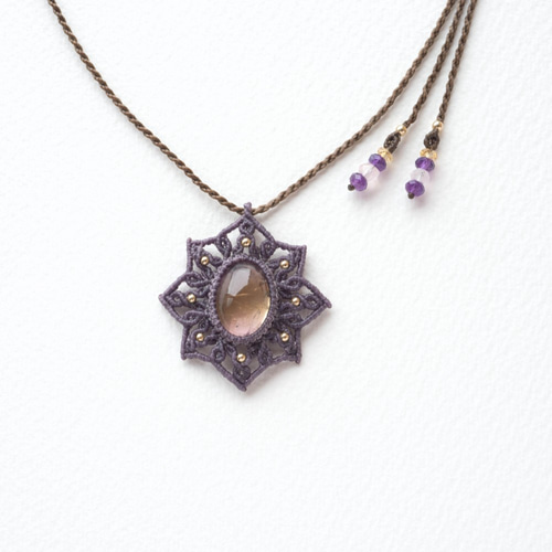 アメトリンのマクラメ編み 天然石ネックレス ネックレス