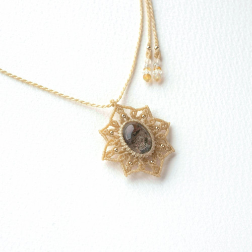 ガーデンクォーツのマクラメ編み 天然石ネックレス ネックレス