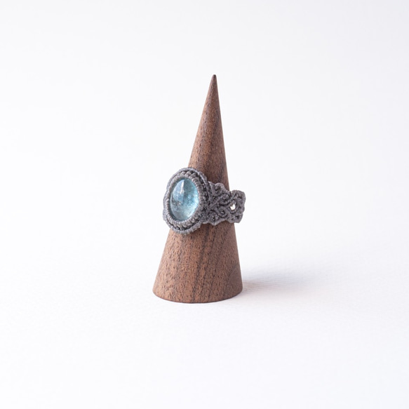 [客戶訂購產品] 海藍寶石花邊編織天然石戒指 第1張的照片