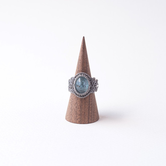 [客戶訂購產品] 海藍寶石花邊編織天然石戒指 第2張的照片
