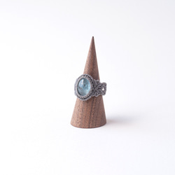 [客戶訂購產品] 海藍寶石花邊編織天然石戒指 第3張的照片