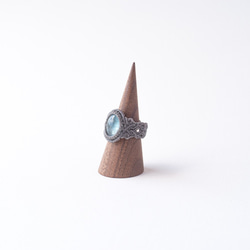 [客戶訂購產品] 海藍寶石花邊編織天然石戒指 第4張的照片