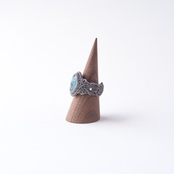 [客戶訂購產品] 海藍寶石花邊編織天然石戒指 第5張的照片