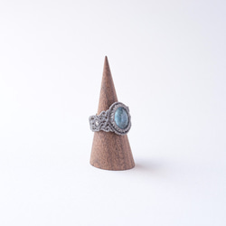[客戶訂購產品] 海藍寶石花邊編織天然石戒指 第7張的照片