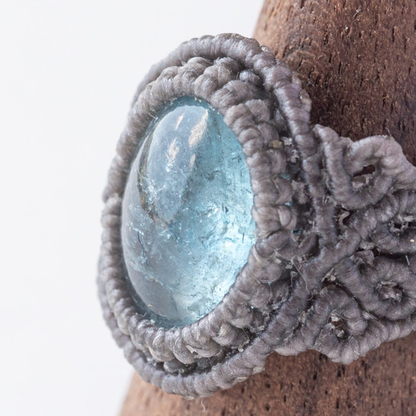 [客戶訂購產品] 海藍寶石花邊編織天然石戒指 第9張的照片