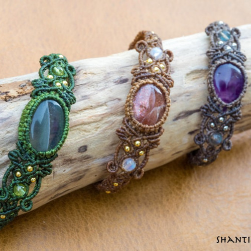 アメジストのマクラメ編み 天然石ブレスレット ブレスレット