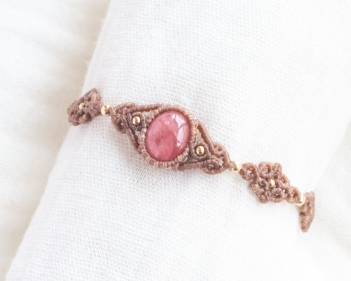 インカローズのマクラメ編み 天然石ブレスレット ブレスレット