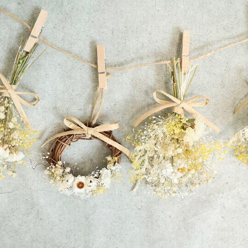 イエロー系ドライフラワーガーランドリース イエロー系ドライフラワーガーランドリース