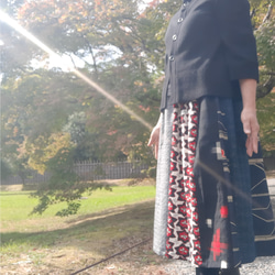 Sale ウール生地　ギャザースカート フリーサイズ 着物リメイク　普段着 5枚目の画像