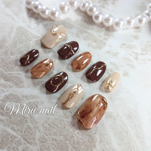 brown ニュアンス ネイルチップ ブラウンニュアンスネイル ネイルチップ（つけ爪） Miru nail 通販