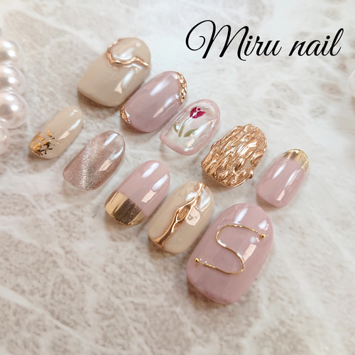 くすみピンクニュアンスネイル ネイルチップ（つけ爪） Miru nail 通販
