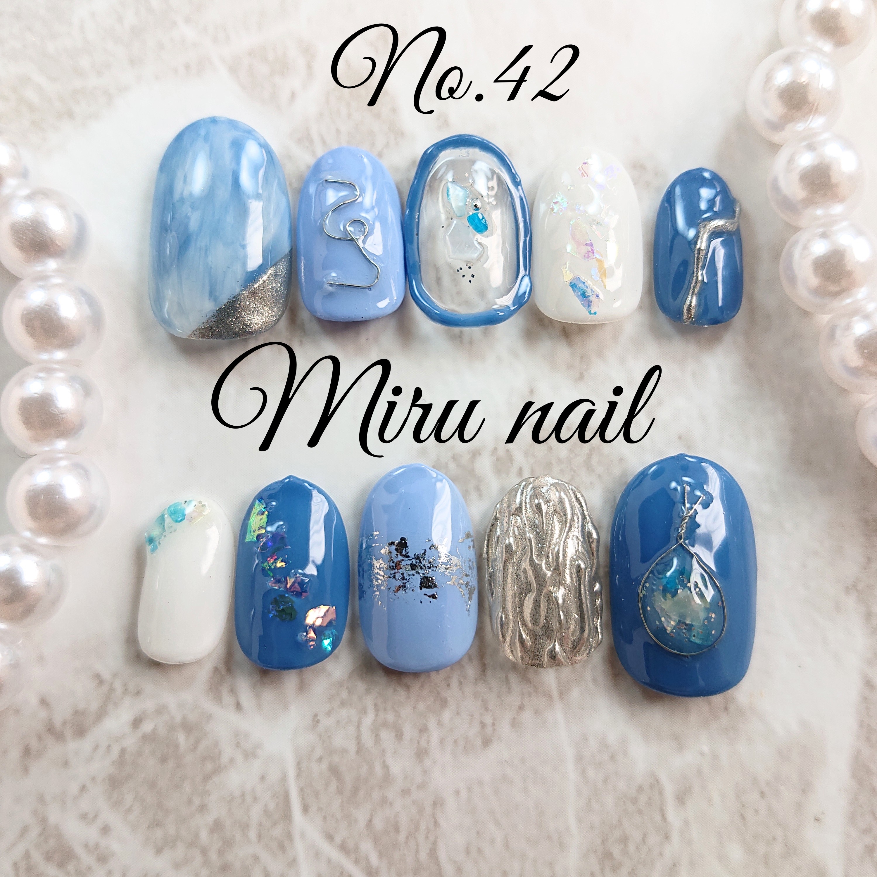 くすみブルーニュアンスネイル ネイルチップ（つけ爪） Miru nail 通販  