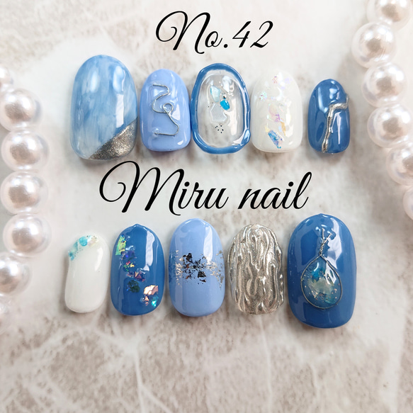 くすみブルーニュアンスネイル ネイルチップ（つけ爪） Miru nail 通販